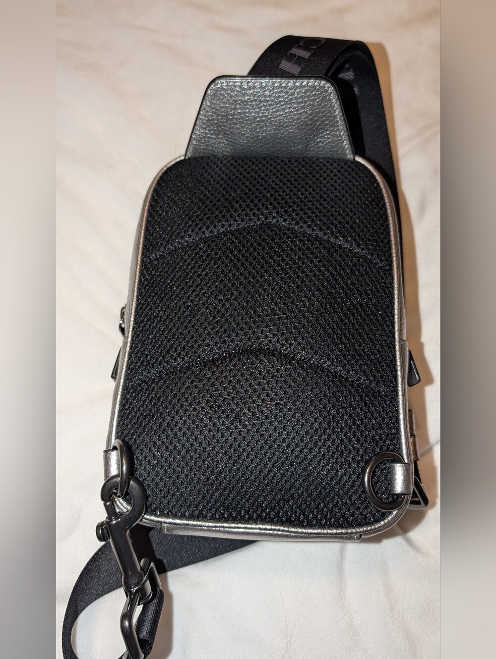 Coach Track Pack 14 Crossbody Sling Bag Metallic Ash Silver CP141 VGUC - Picture 9 of 12